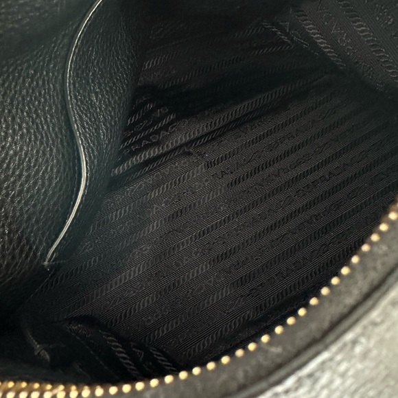Prada Black Vitello Phenix Leather Hobo Bag 1BC032 - Picture 11 of 16